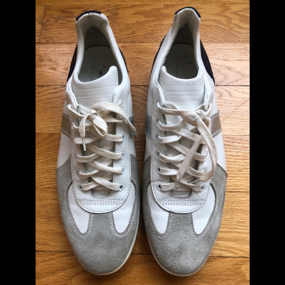 White and gray with blue Christian Dior sneakers. - Picture 1 of 8